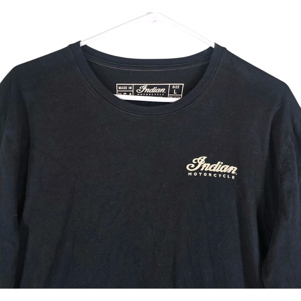 Indian Motorcycle T-Shirt Mens L Long Sleeve Black Organic Cotton USA Made - Picture 3 of 13